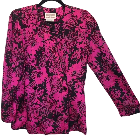 Maggy London Vintage 100% Silk Floral Top Size Medium - Picture 1 of 2